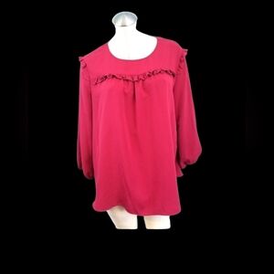 Juicy Couture Size XL Raspberry Colored Ruffled Blouse